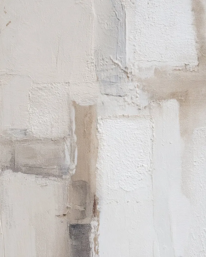 Abstract minimalistisch schilderij met textuur in warme neutrale kleuren canvas met Baklijst van Artbyvo