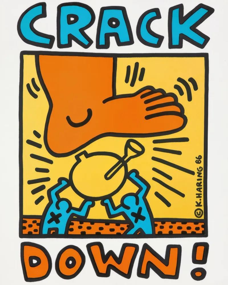 Keith Haring Crack Down! Poster pop art poster con telaio in plastica da ClubArt