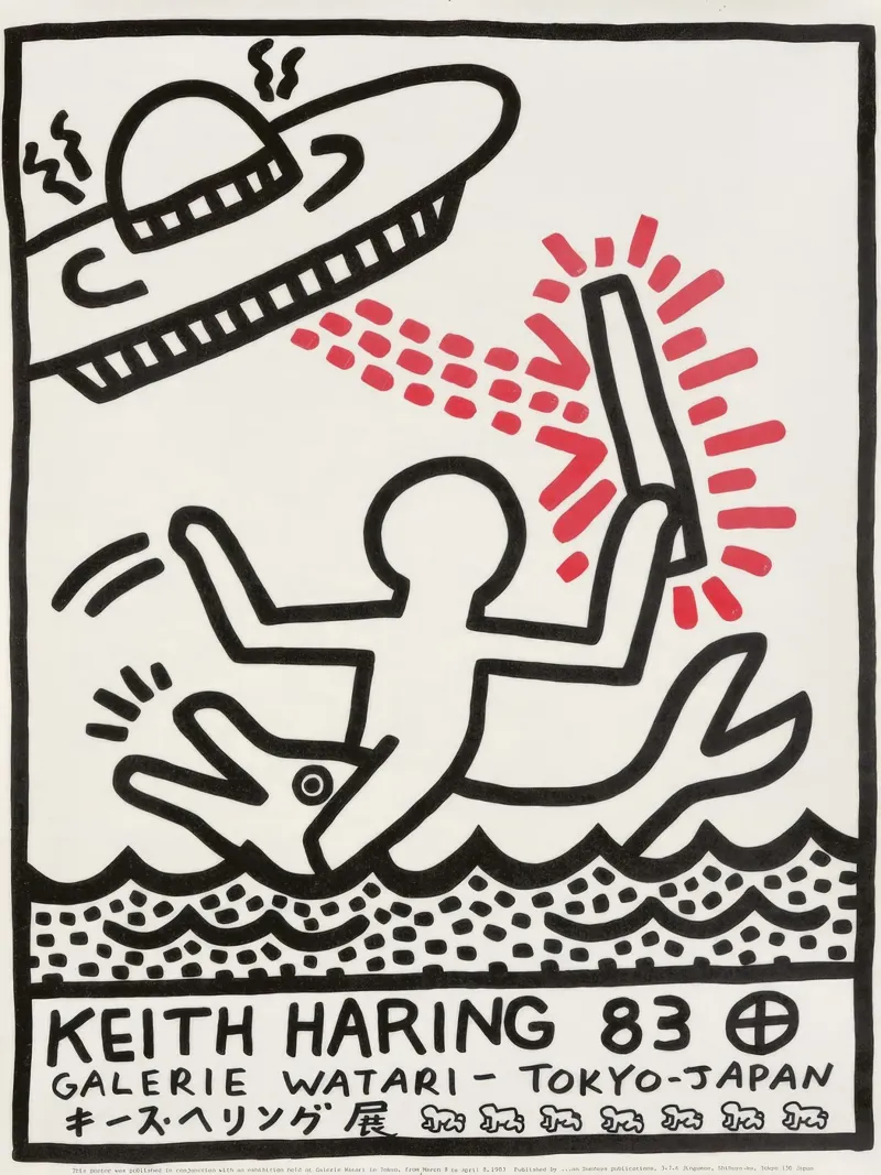 Keith Haring UFO Delfino Tokyo Poster poster con telaio in plastica da ClubArt