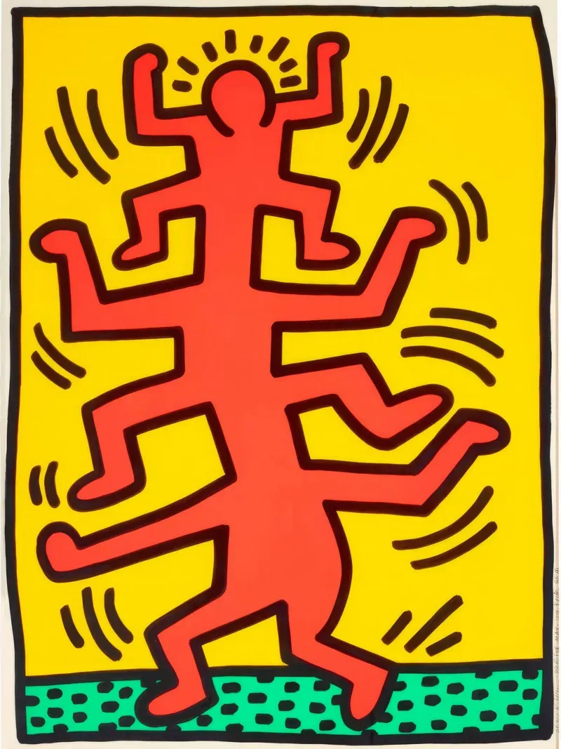 Keith Haring Growing #1 Stampa Pop Art poster con telaio in plastica da ClubArt