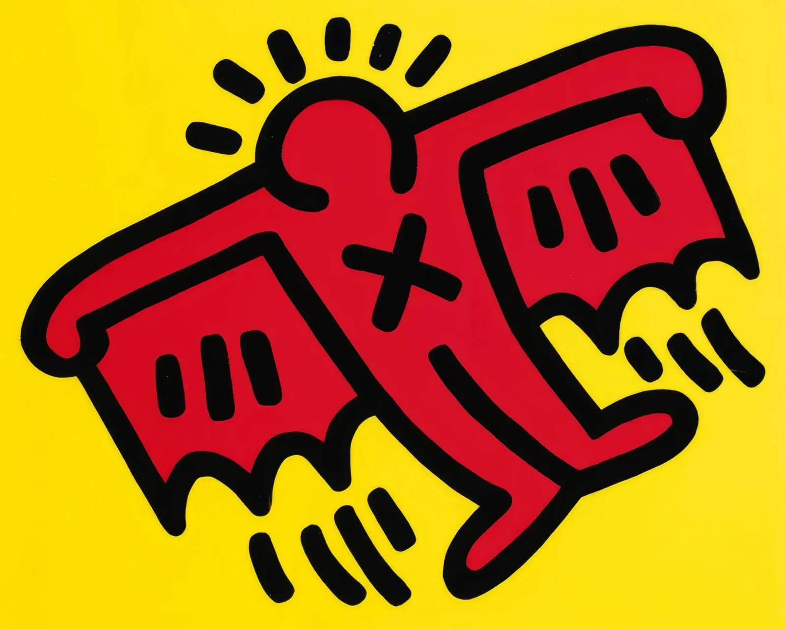 Keith Haring Iconen Gevleugeld Figuur Pop Art canvas met Baklijst van ClubArt