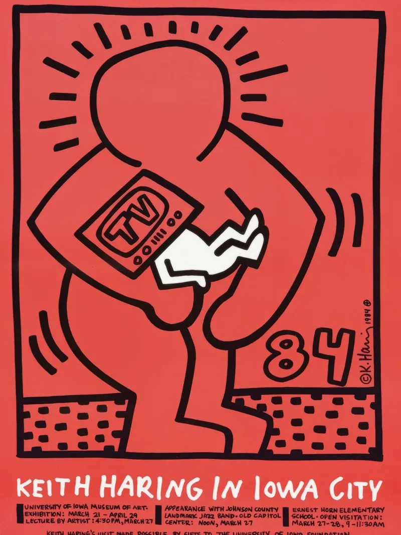 Poster della mostra di Keith Haring a Iowa City poster con telaio in plastica da ClubArt