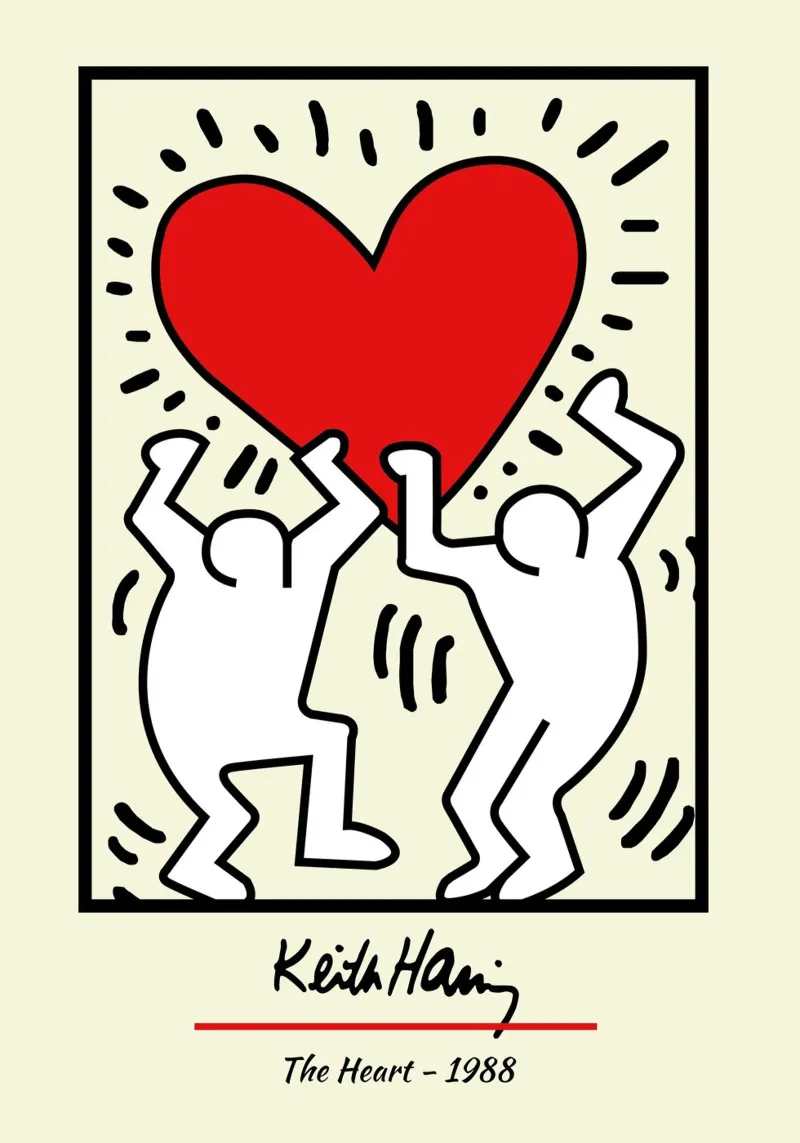 Keith Haring Il cuore - Poster Pop Art poster con telaio in plastica da ClubArt