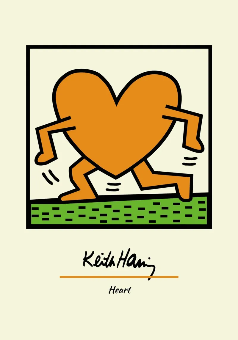Stampa pop art del cuore di Keith Haring poster con telaio in plastica da ClubArt