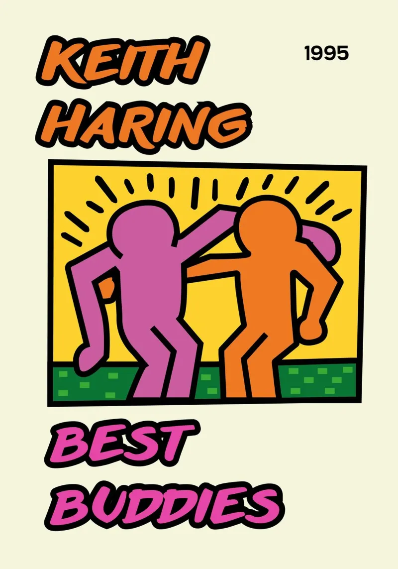 Poster di Keith Haring per l'amicizia dei migliori amici pellicola backlit da ClubArt
