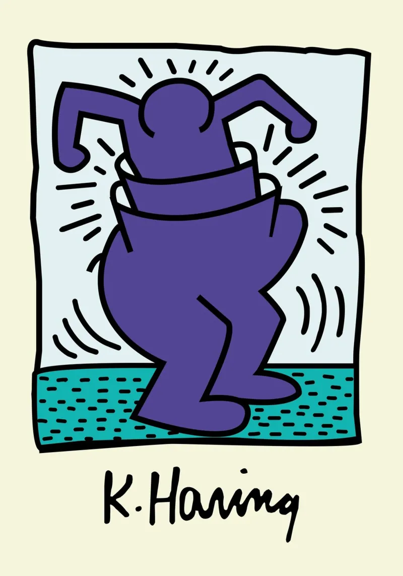 Stampa pop di Keith Haring Radiant Figure poster con telaio in plastica da ClubArt
