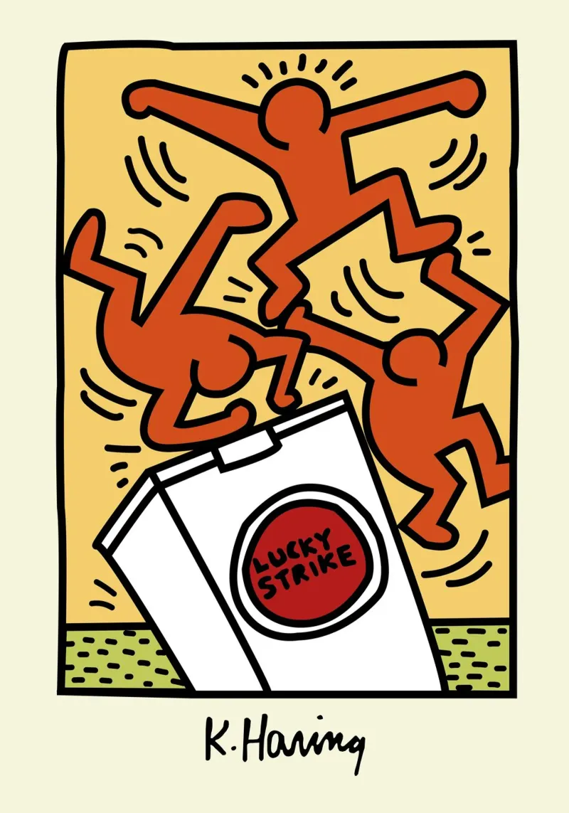 Poster pop art di Keith Haring Lucky Strike poster con telaio in plastica da ClubArt