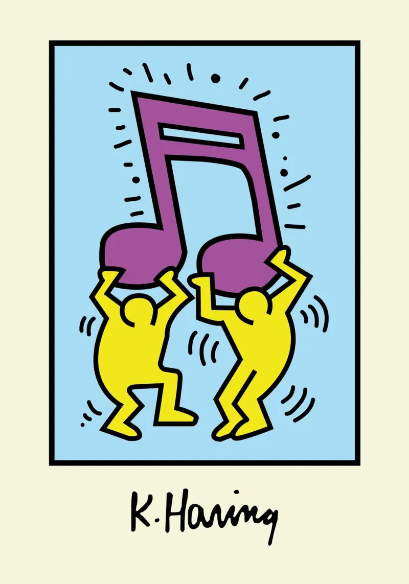 Keith Haring Nota musicale Poster d'arte pop poster con telaio in plastica da ClubArt
