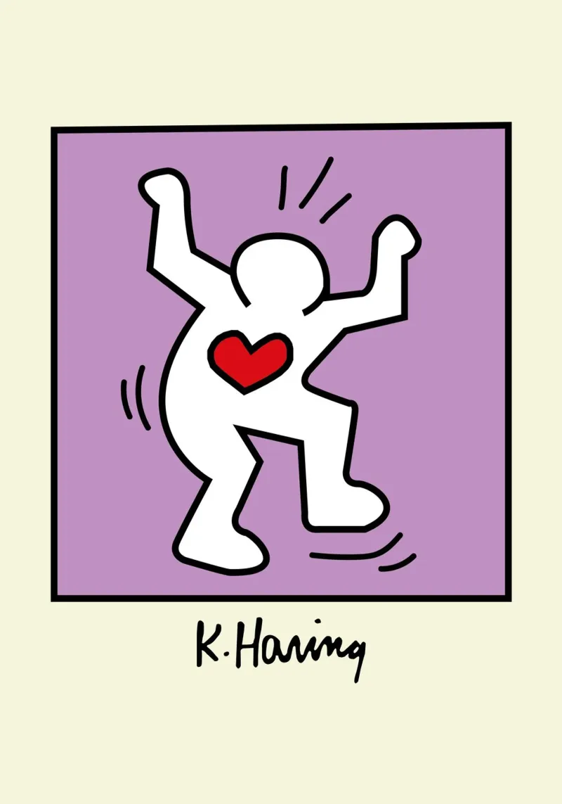 Keith Haring Cuore radioso - Poster pop art poster con telaio in plastica da ClubArt
