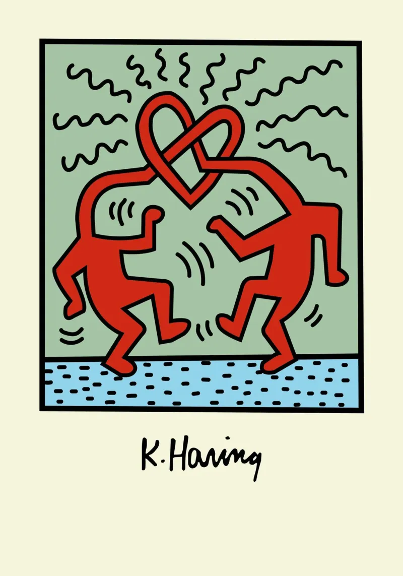 Poster pop art Keith Haring Heart Connection poster con telaio in plastica da ClubArt