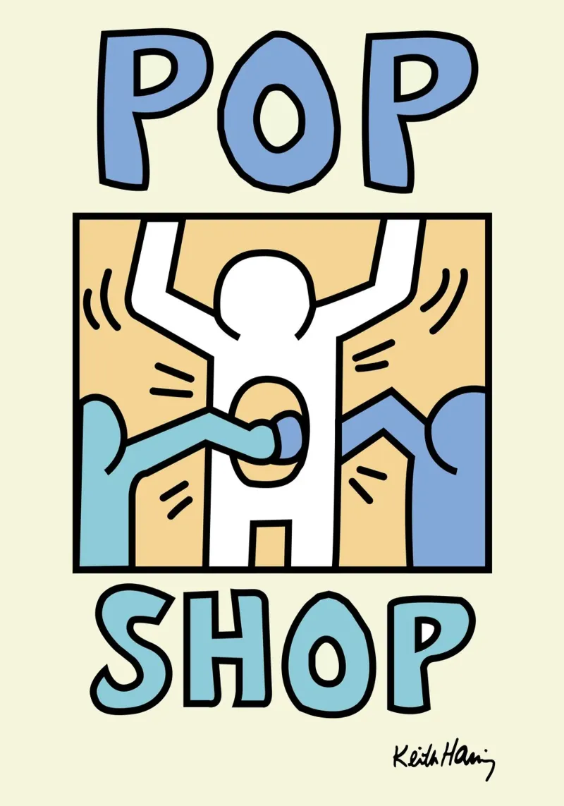 Keith Haring Pop Shop Street Art Poster canvas met Baklijst van ClubArt