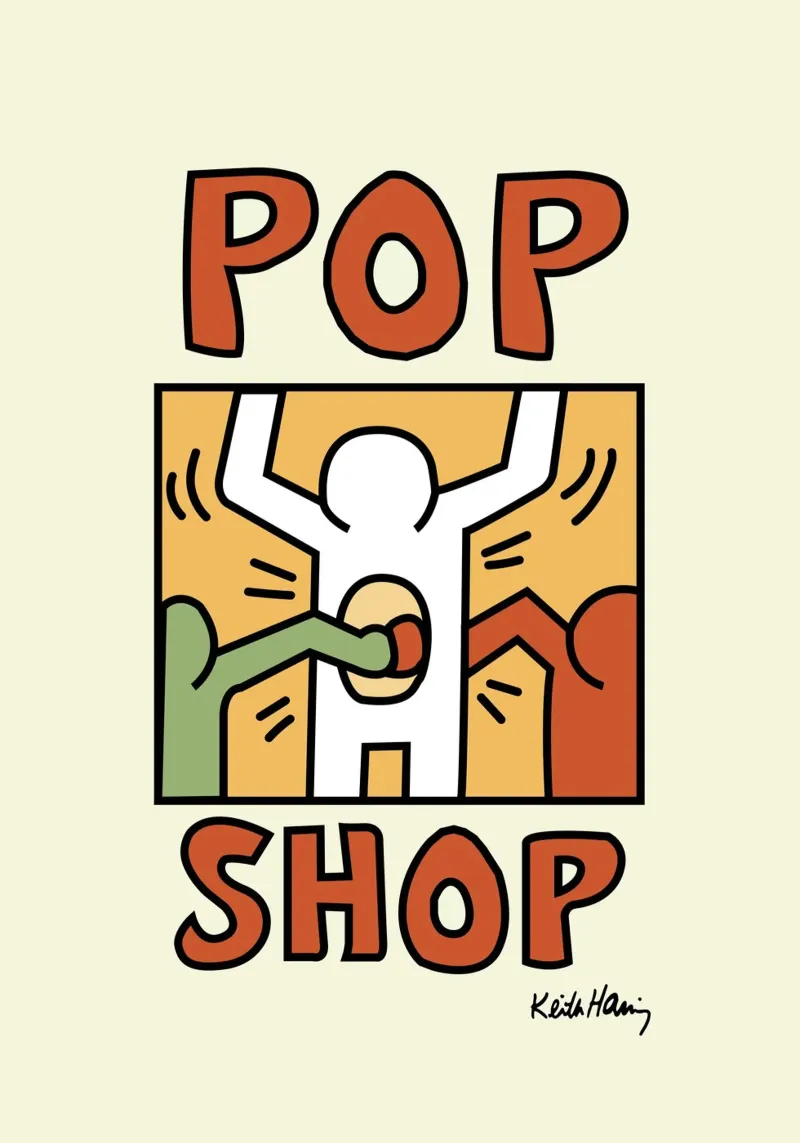 Keith Haring Pop Shop Kunstdruck Leinwand mit Schattenfugenrahmen von ClubArt
