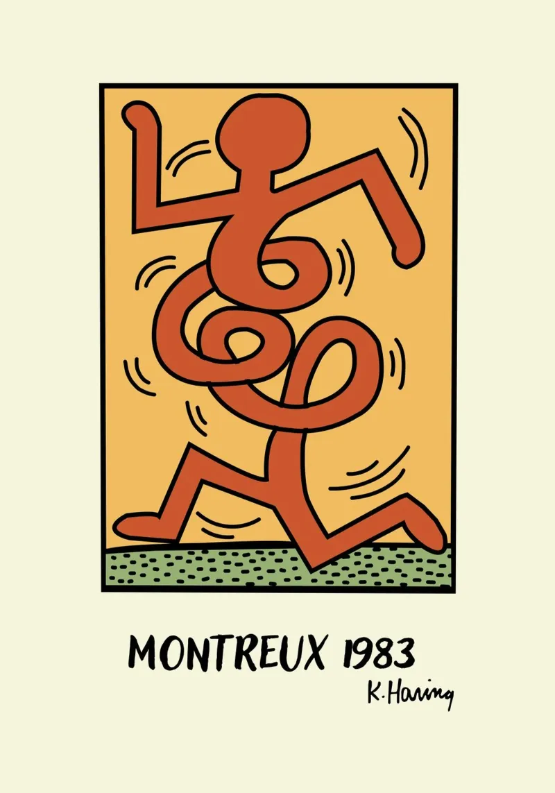 Poster del Festival del Jazz di Montreux di Keith Haring poster con telaio in plastica da ClubArt