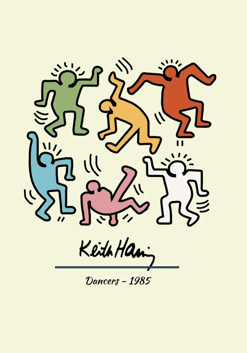 Poster d'arte pop di Keith Haring Dancers poster con telaio in plastica da ClubArt