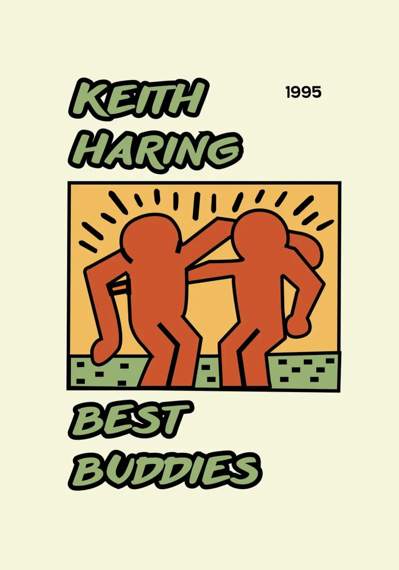 Poster di Keith Haring per l'amicizia dei migliori amici pellicola backlit da ClubArt