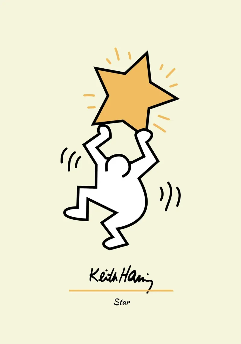 Stampa pop di Keith Haring Star poster con telaio in plastica da ClubArt