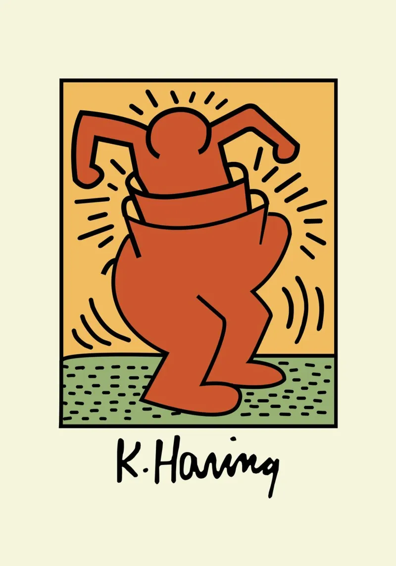 Stampa pop di Keith Haring Radiant Figure poster con telaio in plastica da ClubArt