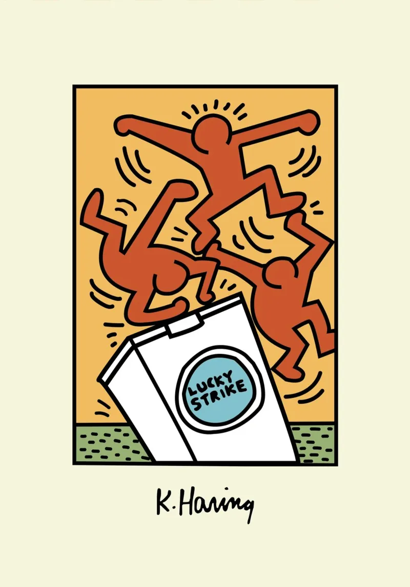 Poster pop art di Keith Haring Lucky Strike poster con telaio in plastica da ClubArt