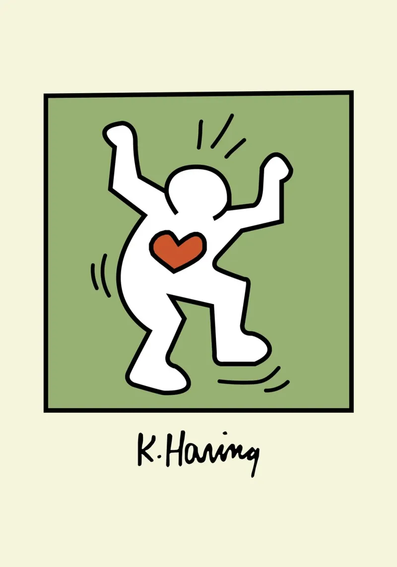 Keith Haring Cuore radioso - Poster pop art poster con telaio in plastica da ClubArt