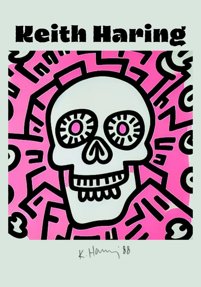 Keith Haring Schedel Pop Art Poster canvas met Baklijst van ClubArt