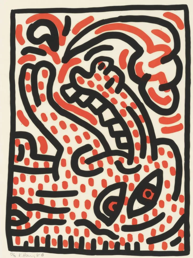 Keith Haring Ludo Abstract Pop Art Print canvas met Baklijst van ClubArt