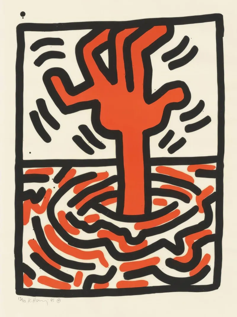 Keith Haring Ludo Abstrakte Pop Art Leinwand mit Schattenfugenrahmen von ClubArt