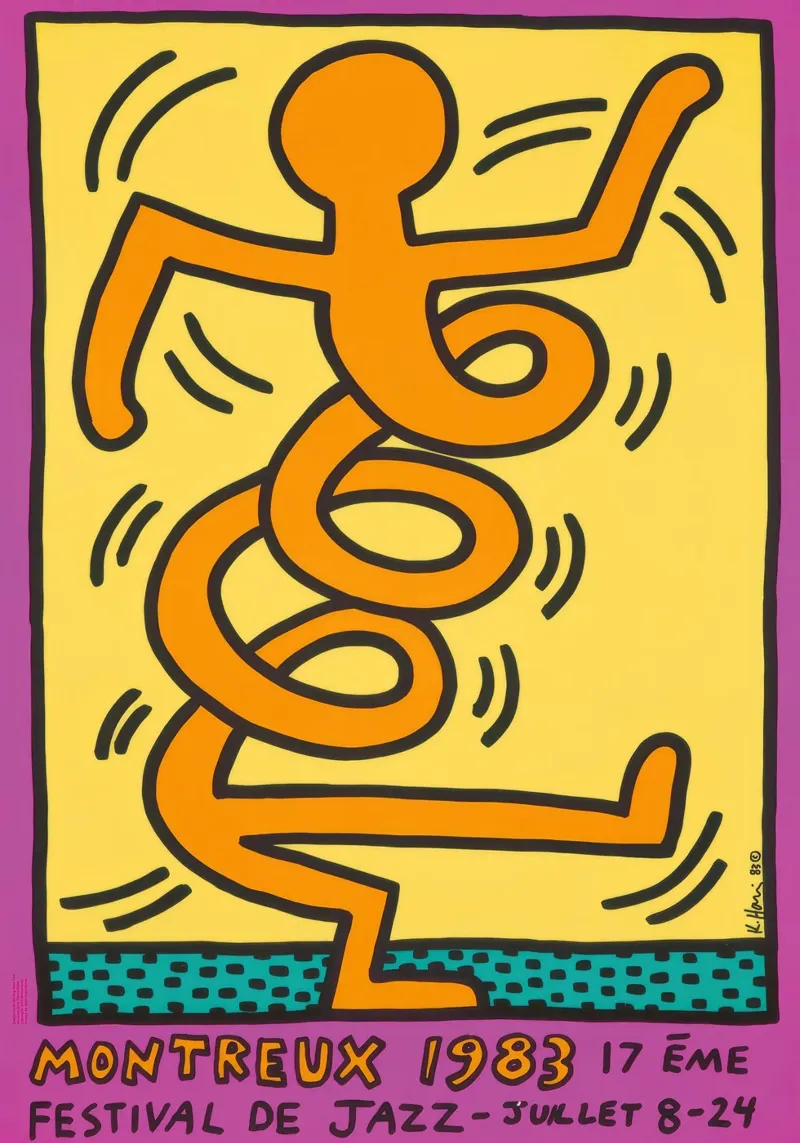 Poster del Festival del Jazz di Montreux di Keith Haring poster con telaio in plastica da ClubArt