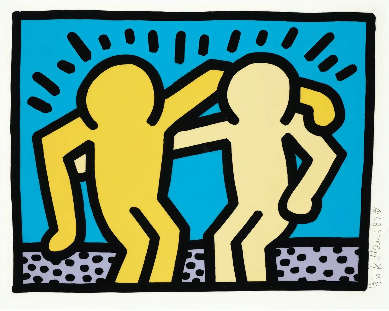Keith Haring Pop Shop Vriendschap Pop Art canvas met Baklijst van ClubArt