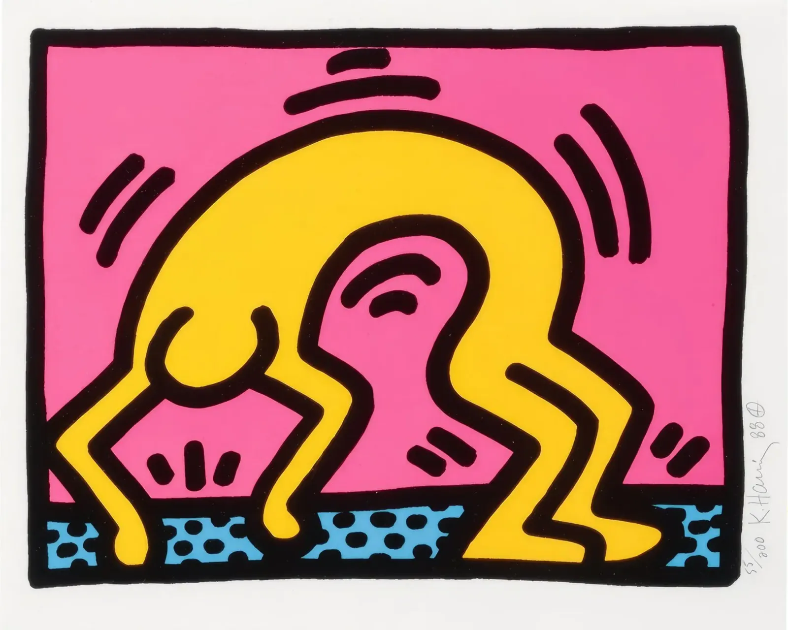 Stampa pop art di Keith Haring Pop Shop II poster con telaio in plastica da ClubArt