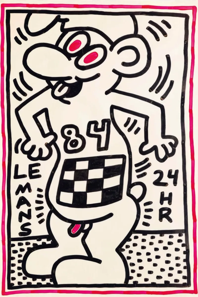 Keith Haring Le Mans 24h Pop Art Print canvas met Baklijst van ClubArt