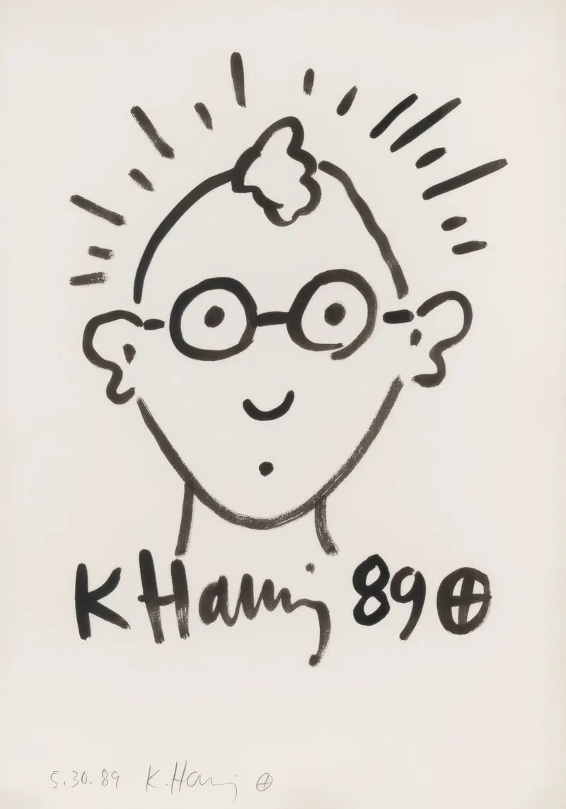 Keith Haring Self-Portrait Line Art Print canvas by ClubArt
