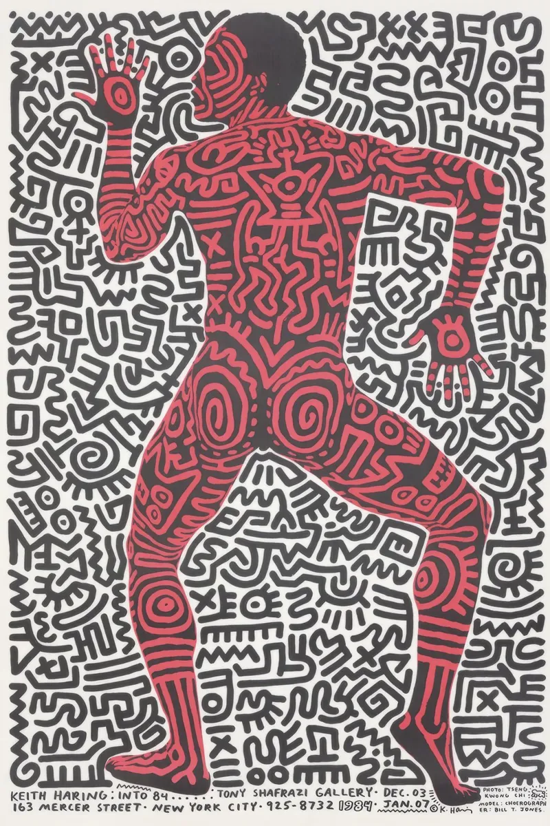 Keith Haring Tony Shafrazi Galerij Poster canvas met Baklijst van ClubArt