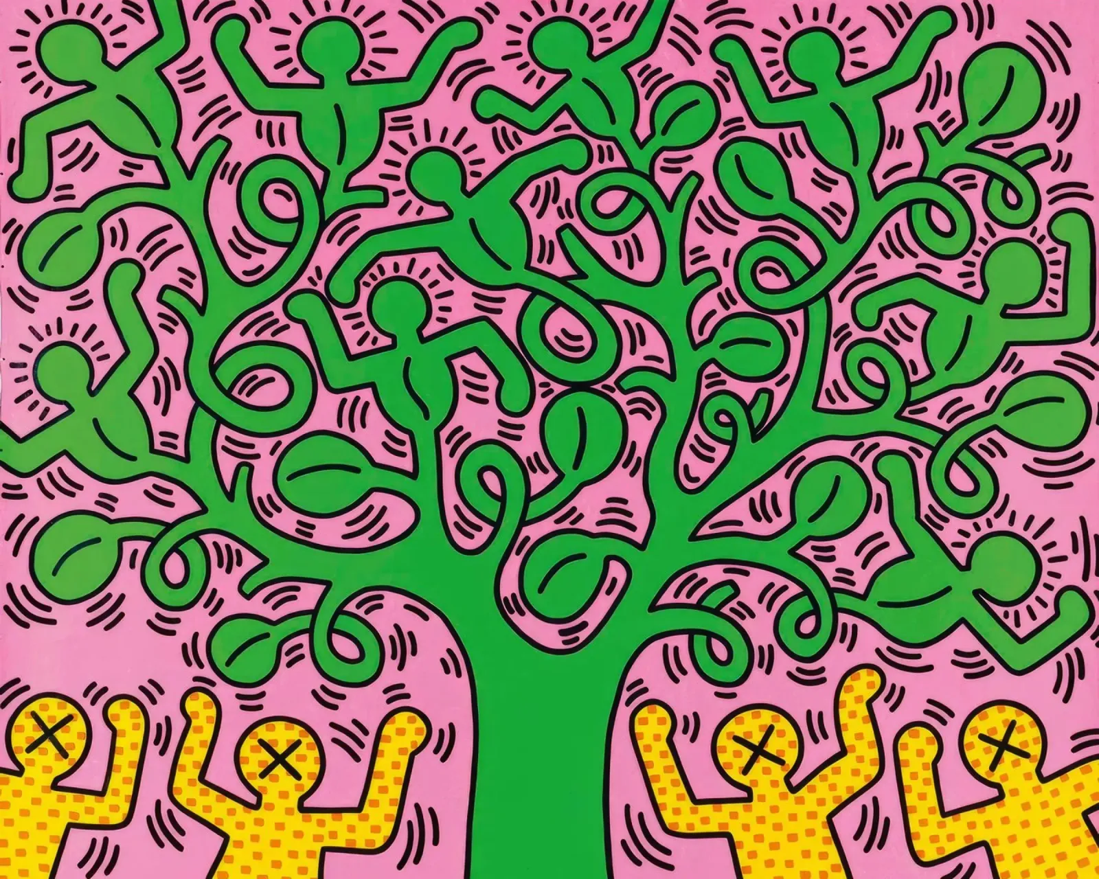 Keith Haring Tree of Life Pop Art Print canvas with Floater frame by ClubArt