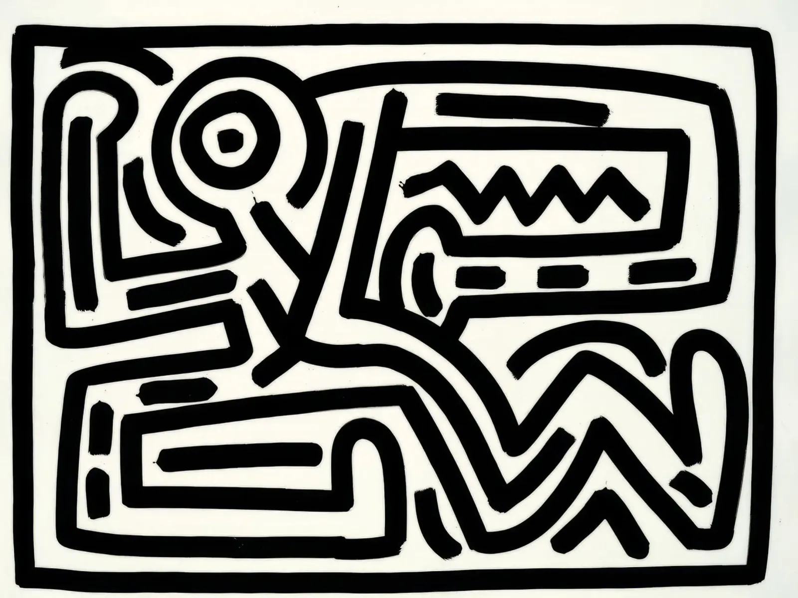 Keith Haring Zonder Titel Abstracte Lijn Kunst canvas met Baklijst van ClubArt