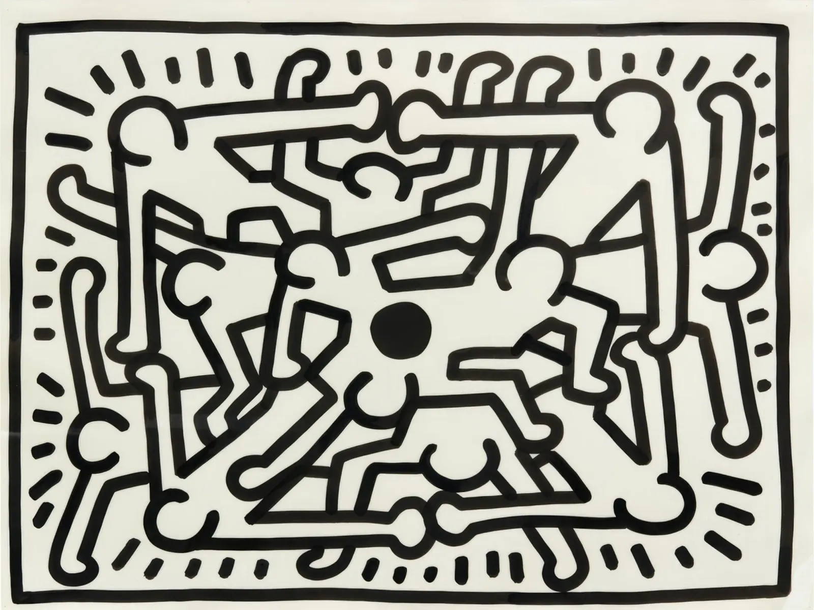 Keith Haring Zonder Titel Abstracte Pop Art canvas met Baklijst van ClubArt