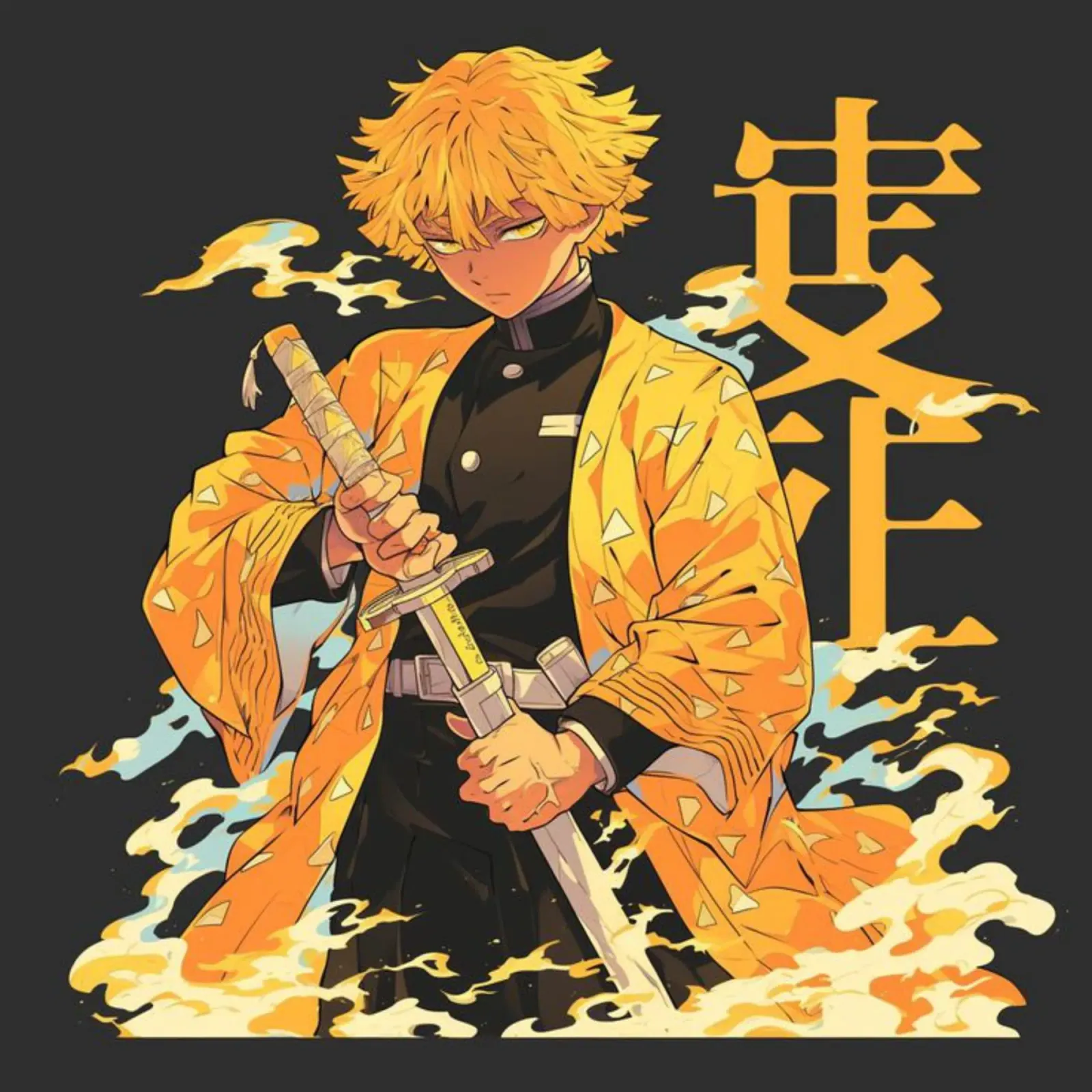 Maglietta essenziale Zenitsu Demon Slayer tela con Cornice a cassetta da igoshartwrks