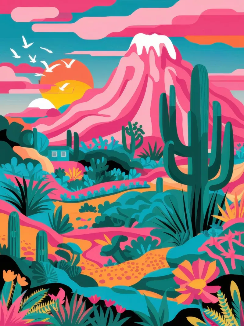 Fioritura del deserto vulcanico poster con telaio in plastica da Enter Bloom
