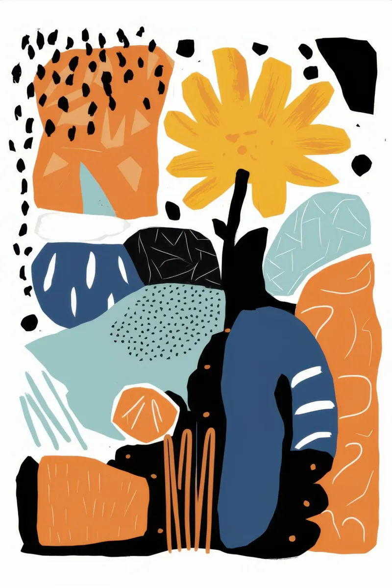 Abstract Vase Collage canvas with Floater frame by Enter Bloom