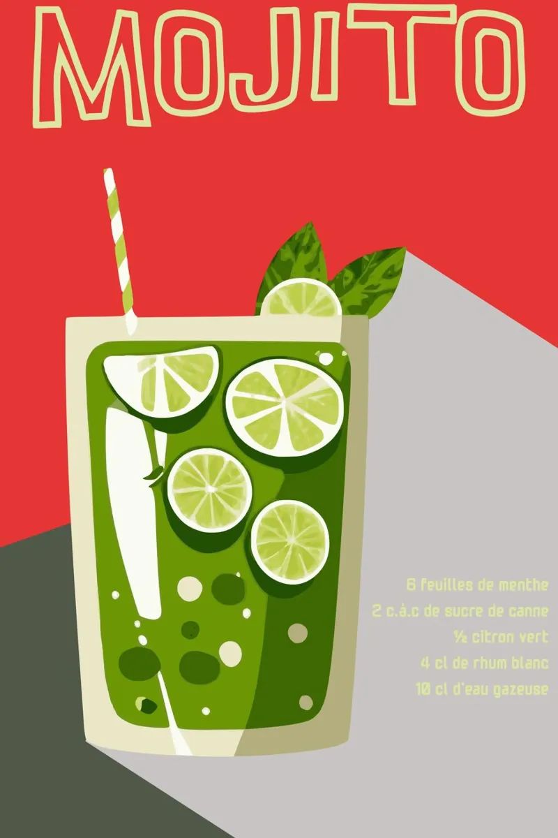 Bold Mojito Cocktail Recipe Art - Retro Style pellicola backlit da Une Affaire de Filles