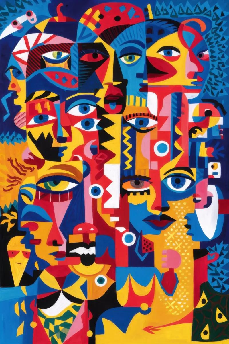 Mosaico umano prismatico poster con telaio in legno da Sure Paint