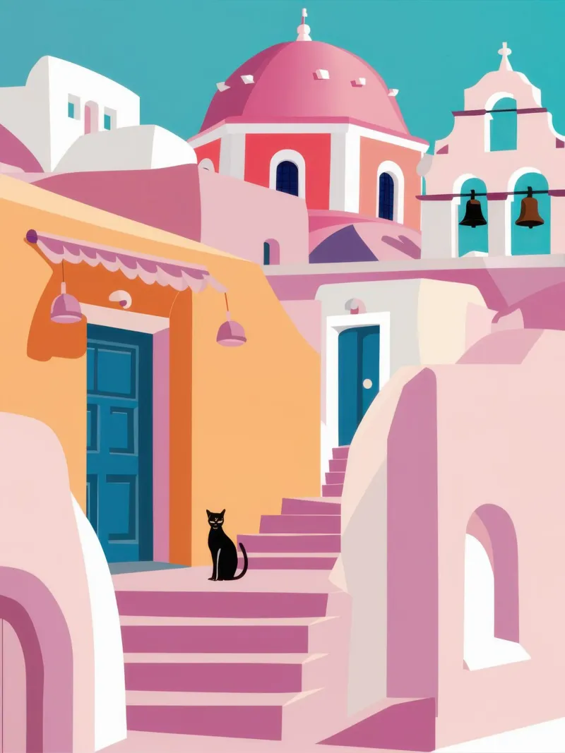 Mediterranes Katzennickerchen Leinwand mit Schattenfugenrahmen von Orchid Patina