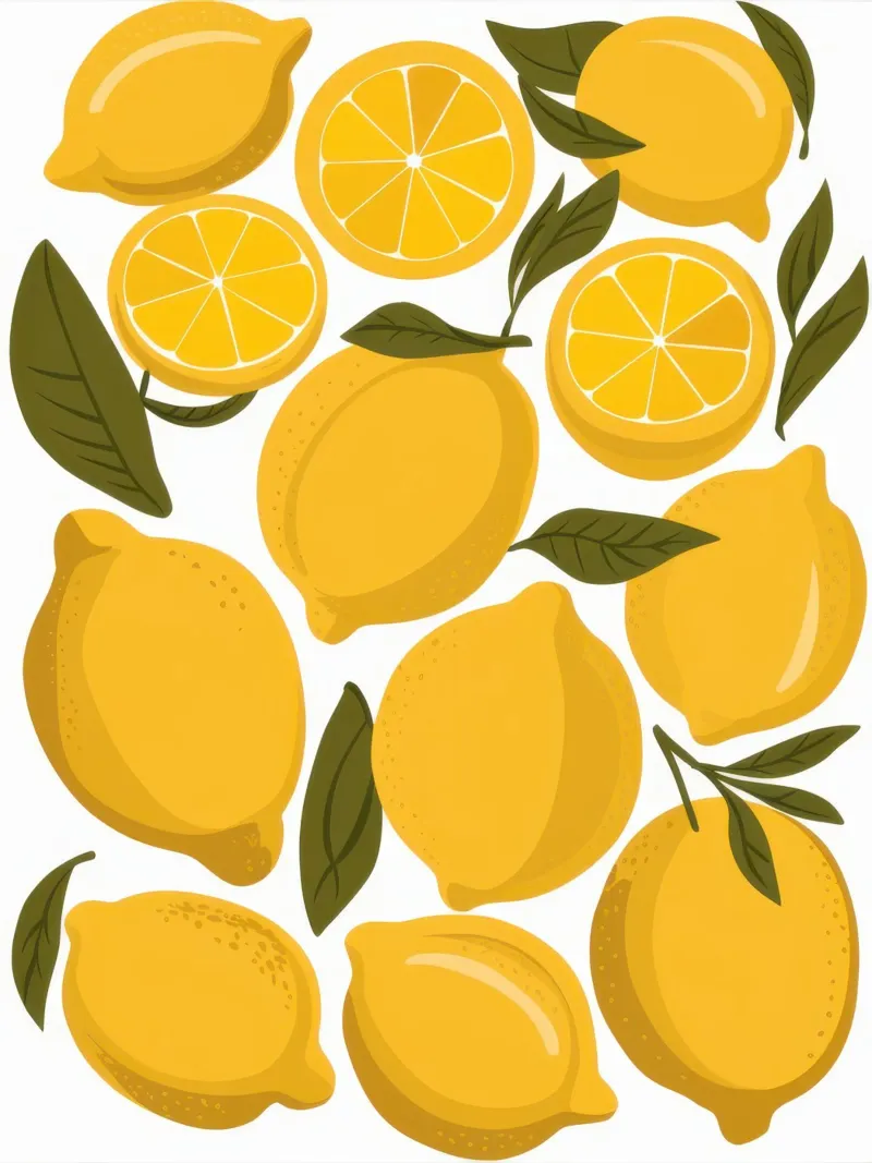 Abundant Lemon Pattern (motif de citron abondant) poster avec cadre en bois de Enter Bloom