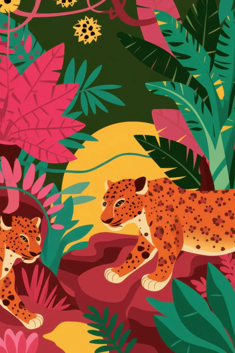 Vibrant Hidden Jungle canvas met Baklijst van Moon Revolver