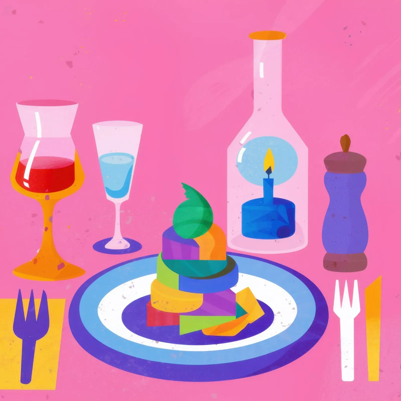 Cena da sogno fucsia poster con telaio in legno da Sure Paint