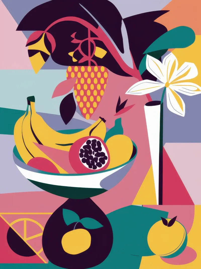 Fructífera quietud gráfica lienzo con Marco flotante de Moon Revolver