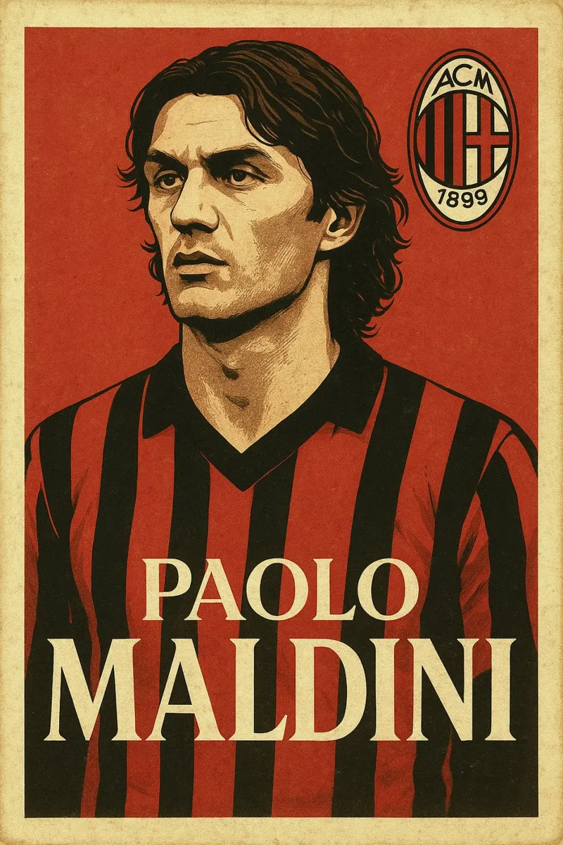 Paolo Maldini poster con telaio in legno da Cyberpunk Canvas