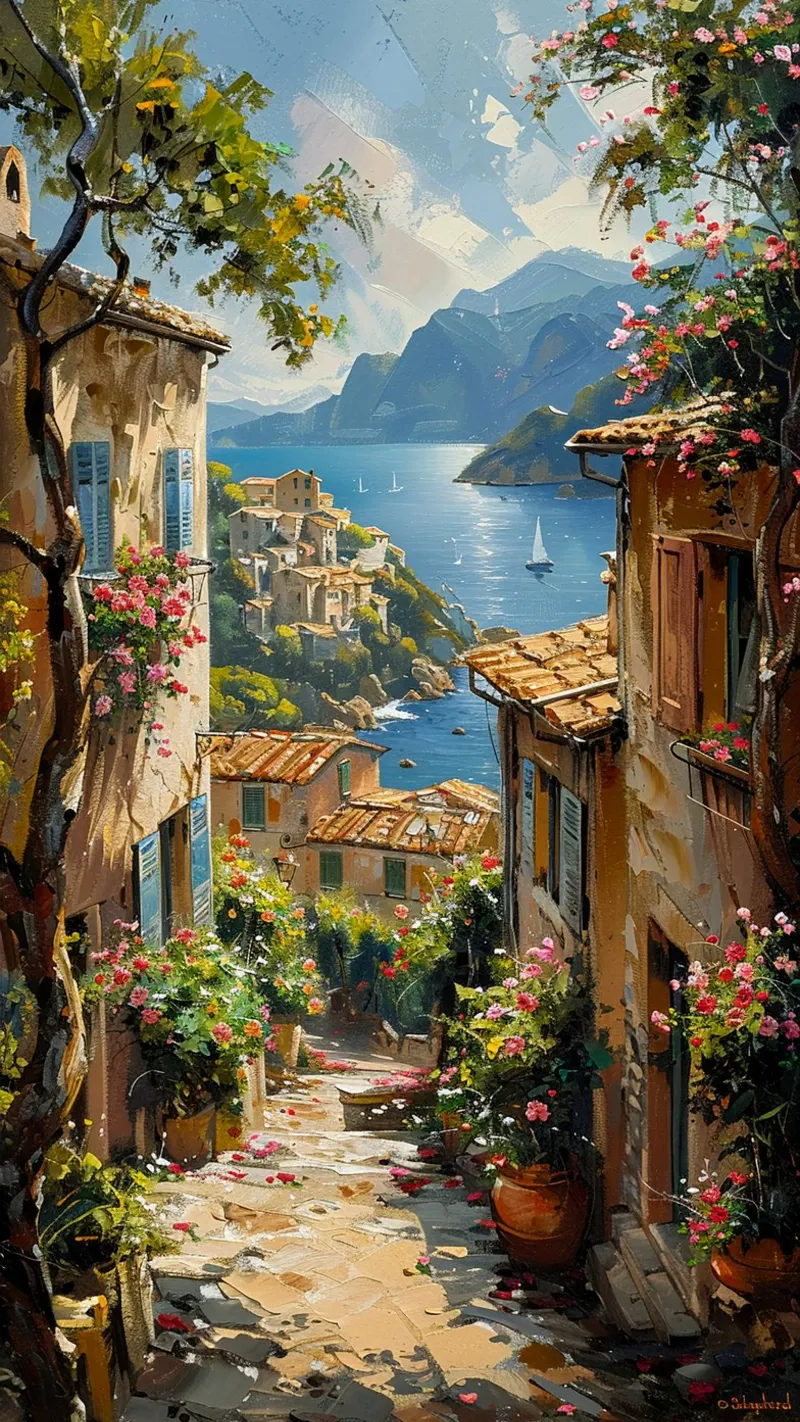Amalfi poster con telaio in alluminio da Artsy Bessy