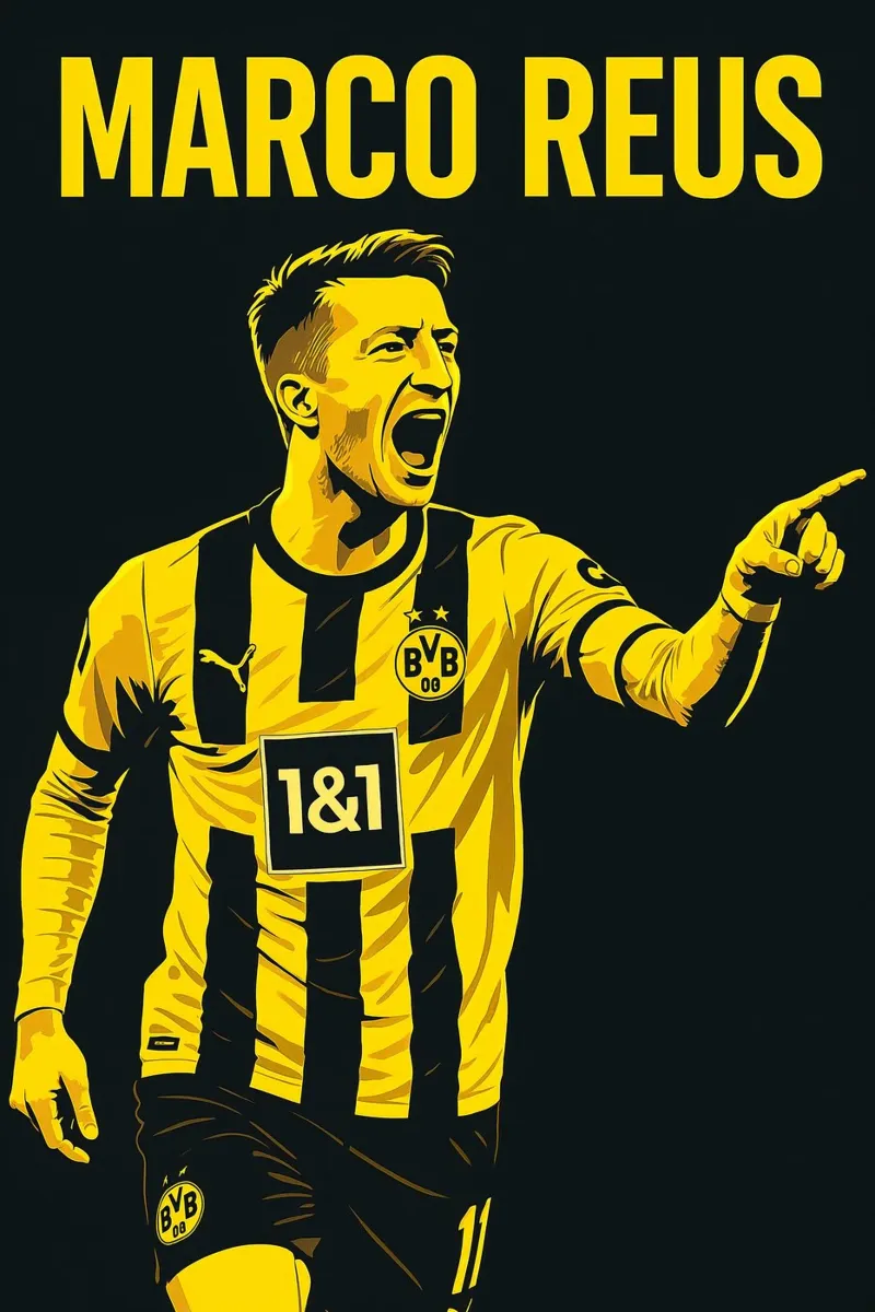 Marco Reus poster con telaio in legno da Cyberpunk Canvas