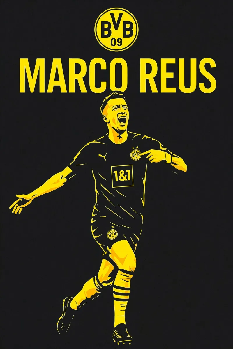 Marco Reus poster con telaio in legno da Cyberpunk Canvas