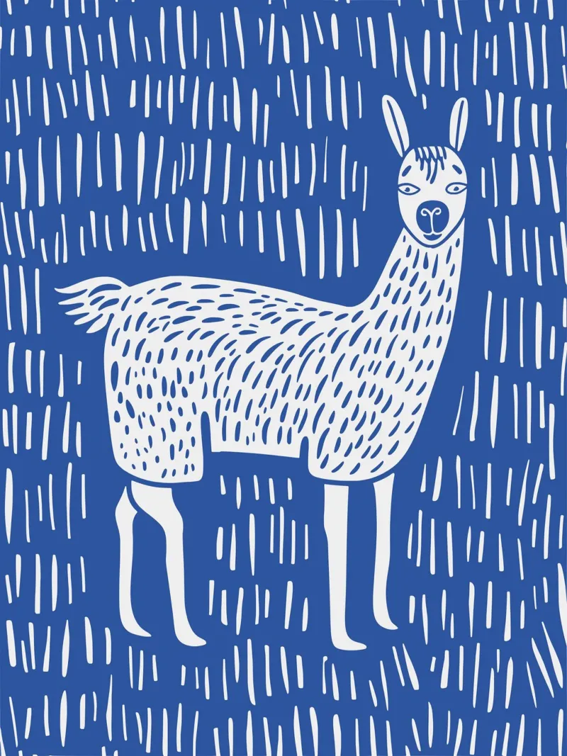 Blue Lama poster con telaio in plastica da Hey Vincent